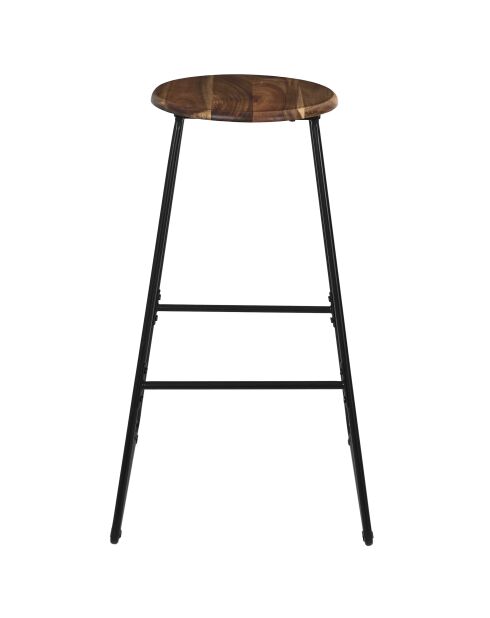 Tabouret de bar Acacia marron et noir - 42x70x42 cm