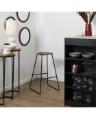 Tabouret de bar Acacia marron et noir - 42x70x42 cm