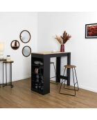 Tabouret de bar Acacia marron et noir - 42x70x42 cm