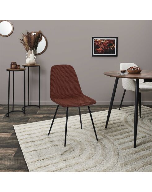 Set aus 4 gerippten Sesseln Scott, Terrakotta, 54 x 85 x 45 cm