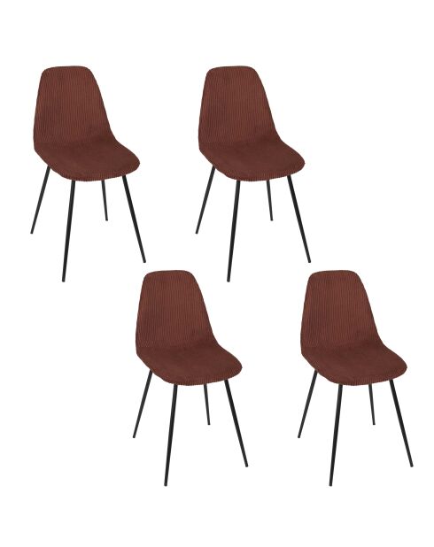 Set aus 4 gerippten Sesseln Scott, Terrakotta, 54 x 85 x 45 cm