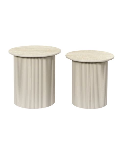 2 weiße und beige Terra Nova Nisttische - 38x38x38 cm