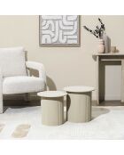 2 weiße und beige Terra Nova Nisttische - 38x38x38 cm