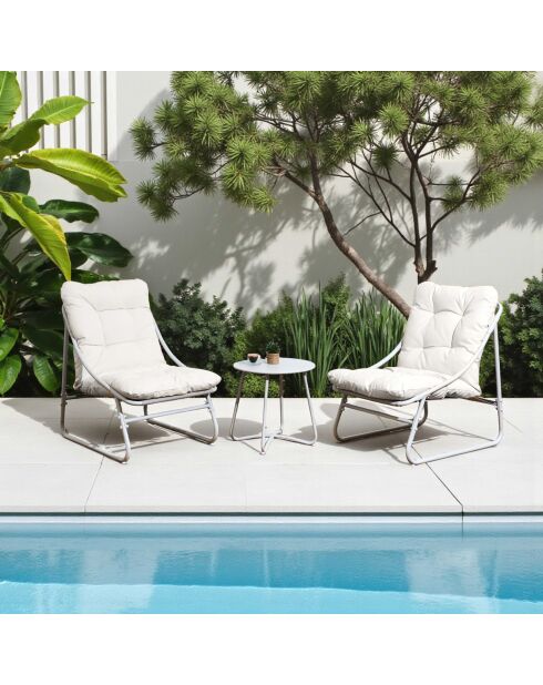 Salon de jardin Texas 3 pièces beige - 58x80x85 cm