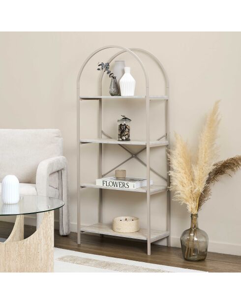Étagère arche à 4 niveaux Terra Nova blanche et beige - 60x142x30 cm
