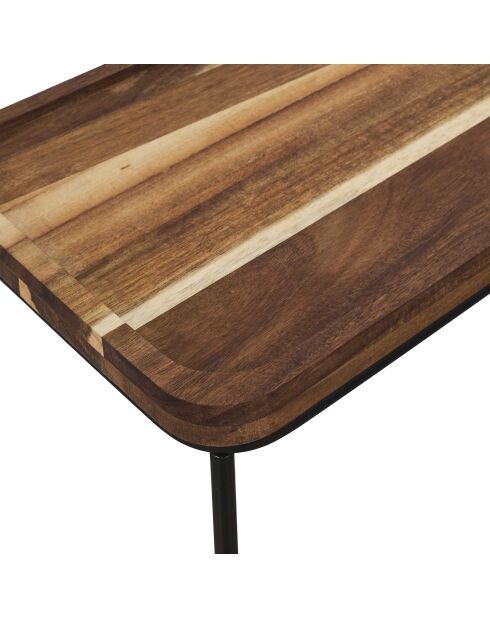 Console Acacia marron et noire - 80x82x30 cm