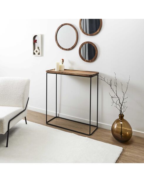Console Acacia marron et noire - 80x82x30 cm