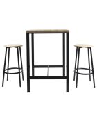 Mesa y 2 taburetes Loka marrón y negro - 60x86x60 cm