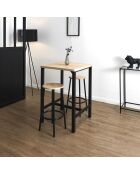 Mesa y 2 taburetes Loka marrón y negro - 60x86x60 cm
