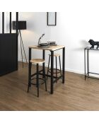 Mesa y 2 taburetes Loka marrón y negro - 60x86x60 cm