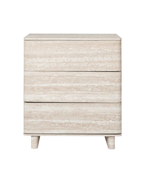 Commode à 3 tiroirs Pietra blanche et beige - 70x79x40 cm
