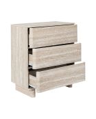 Commode à 3 tiroirs Pietra blanche et beige - 70x79x40 cm