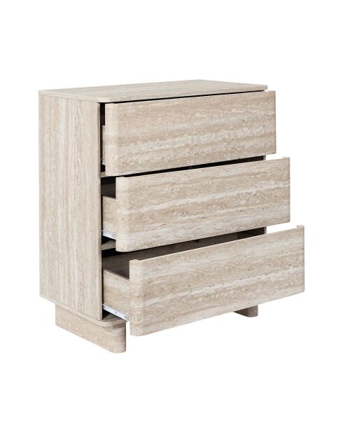 Commode à 3 tiroirs Pietra blanche et beige - 70x79x40 cm