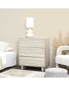 Commode à 3 tiroirs Pietra blanche et beige - 70x79x40 cm