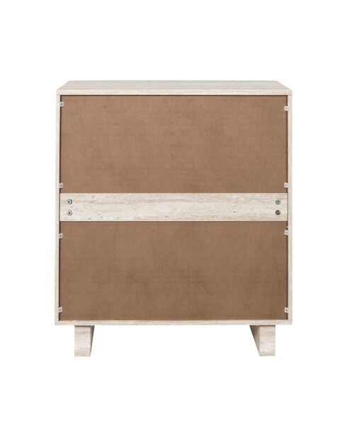 Commode à 3 tiroirs Pietra blanche et beige - 70x79x40 cm