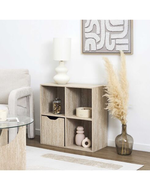 Contenitore modulare Pietra con 4 scomparti bianchi e beige - 66,6x65,6x31,8 cm