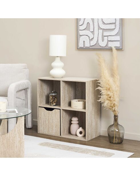 Contenitore modulare Pietra con 4 scomparti bianchi e beige - 66,6x65,6x31,8 cm