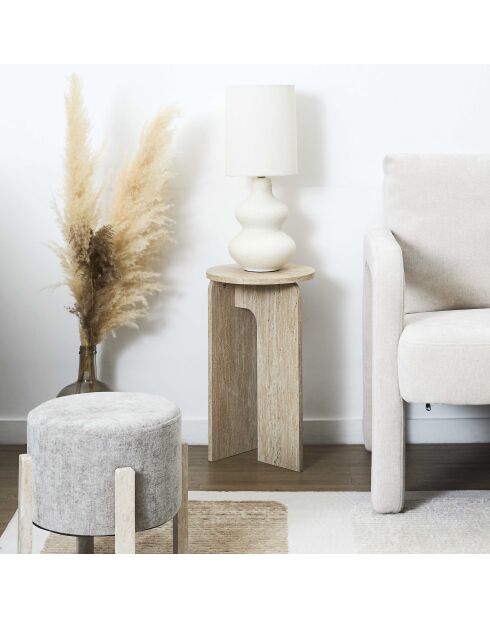 Table d’appoint Pietra blanche et beige - 30x50x30 cm