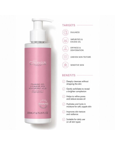 Gel nettoyant moussant avancé à l'acide hyaluronique - 200ml