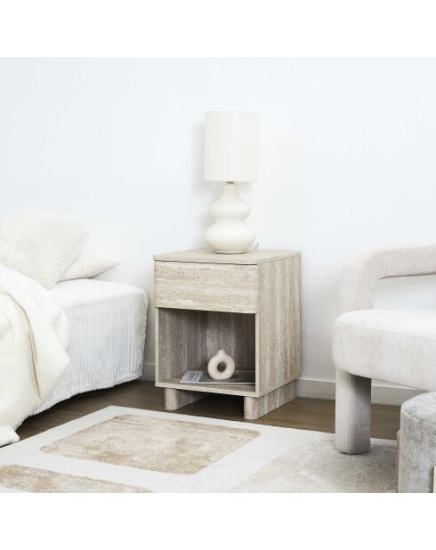 Pietra Nachttisch weiß und beige - 40x56x36,5 cm