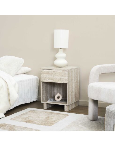 Pietra Nachttisch weiß und beige - 40x56x36,5 cm