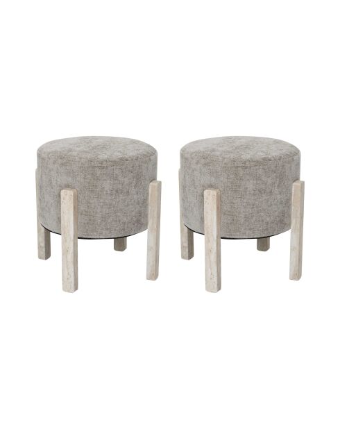 Lot de 2 tabourets Emilia taupe - 35x35x35 cm