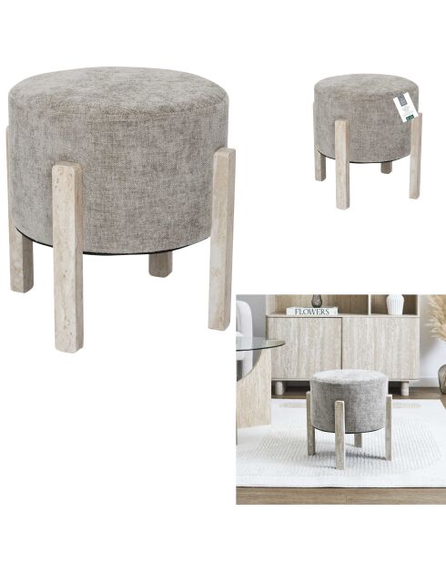 Lot de 2 tabourets Emilia taupe - 35x35x35 cm