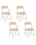 Lot de 4 chaises pliante Terra Nova blanches et beige - 44x78x45 cm