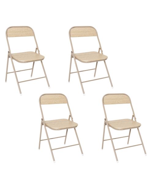 Lot de 4 chaises pliante Terra Nova blanches et beige - 44x78x45 cm