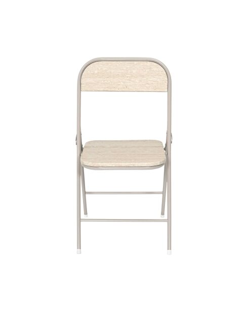 Lot de 4 chaises pliante Terra Nova blanches et beige - 44x78x45 cm
