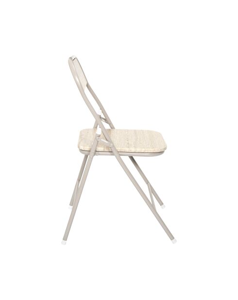 Lot de 4 chaises pliante Terra Nova blanches et beige - 44x78x45 cm