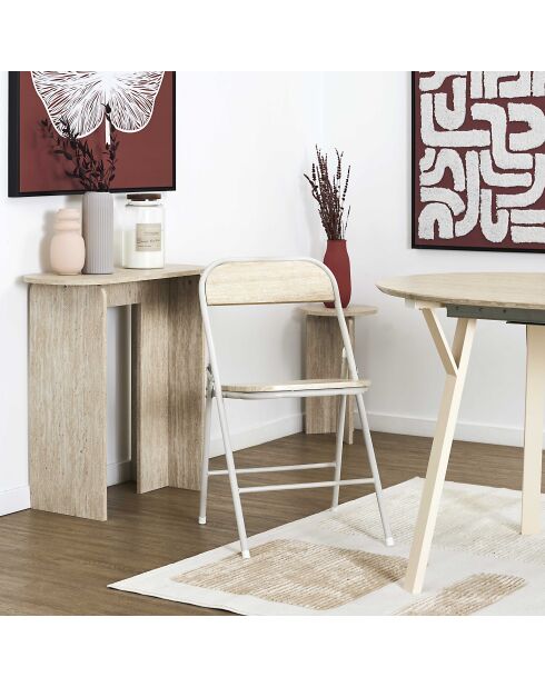 Lot de 4 chaises pliante Terra Nova blanches et beige - 44x78x45 cm