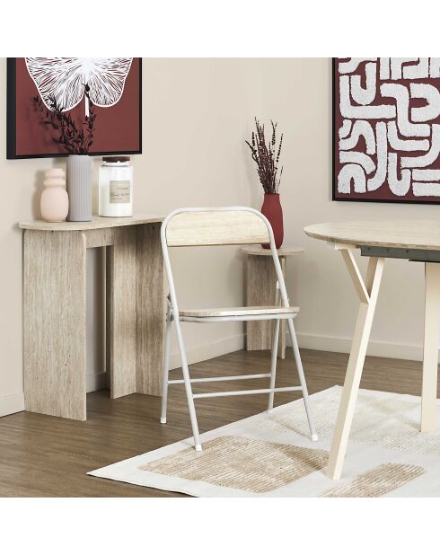 Lot de 4 chaises pliante Terra Nova blanches et beige - 44x78x45 cm