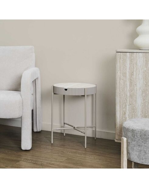 Mesa de almacenamiento Terra Nova blanca y beige - 39x48x39 cm