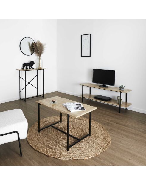 Table basse Loka marron et noire - 80x45x50 cm