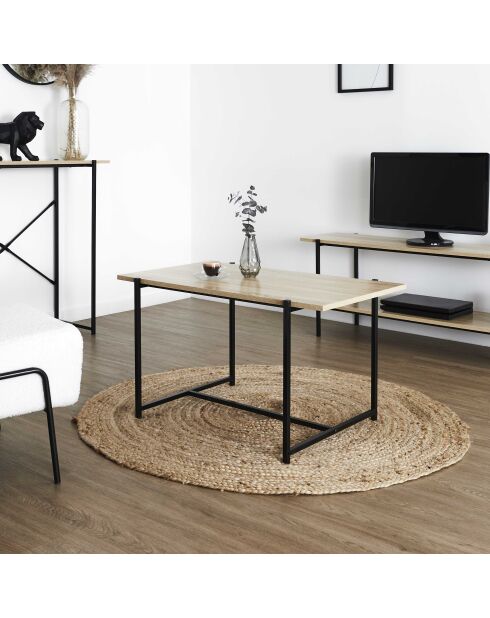 Table basse Loka marron et noire - 80x45x50 cm