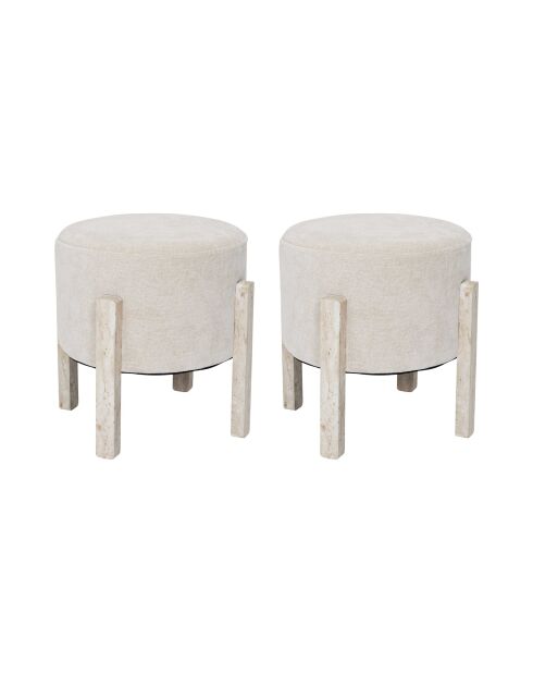 Lot de 2 tabourets Emilia beiges - 35x35x35 cm