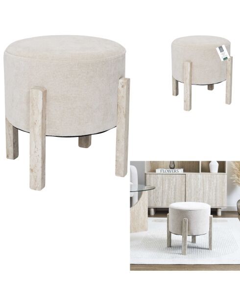 Lot de 2 tabourets Emilia beiges - 35x35x35 cm