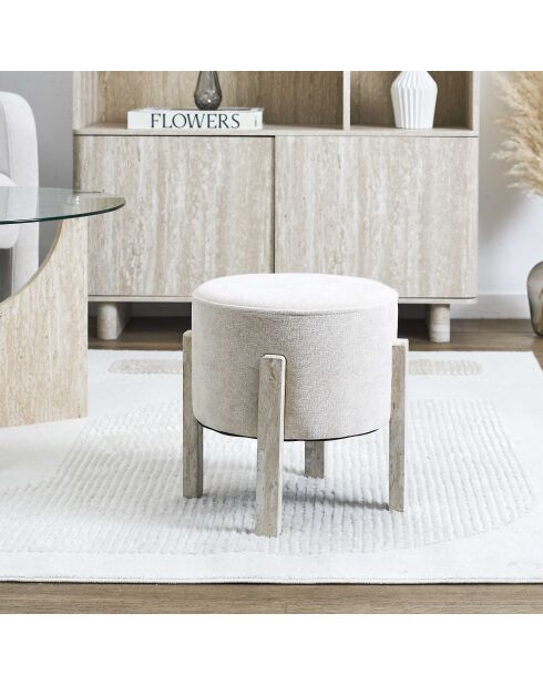 Lot de 2 tabourets Emilia beiges - 35x35x35 cm