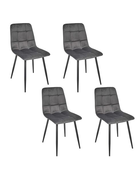 Lot de 4 chaises Mateo grises - 45x88x52 cm