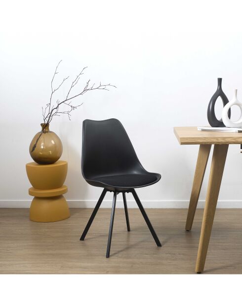 Lot de 4 chaises avec coussin Atome noires - 52x82x47 cm