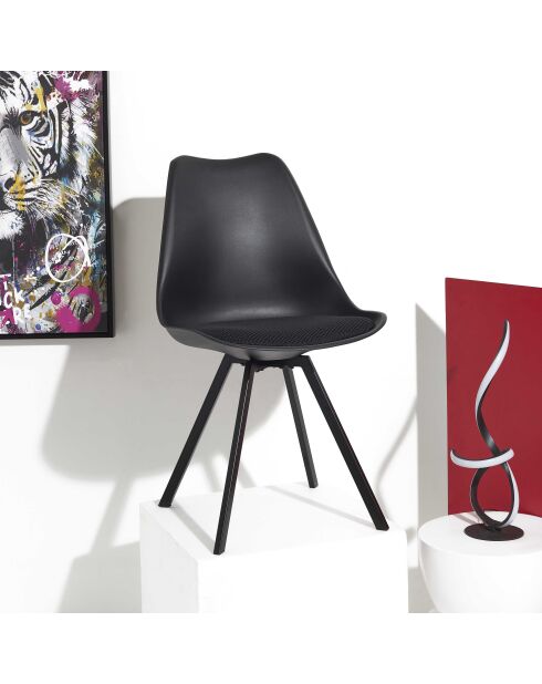 Lot de 4 chaises avec coussin Atome noires - 52x82x47 cm