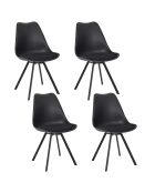 Lot de 4 chaises avec coussin Atome noires - 52x82x47 cm