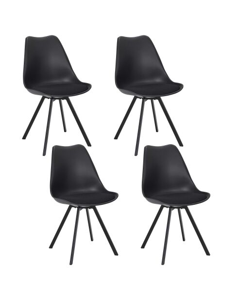 Lot de 4 chaises avec coussin Atome noires - 52x82x47 cm