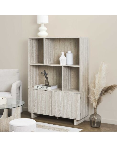 Bibliothèque Pietra blanches et beige - 100x140x36,5 cm
