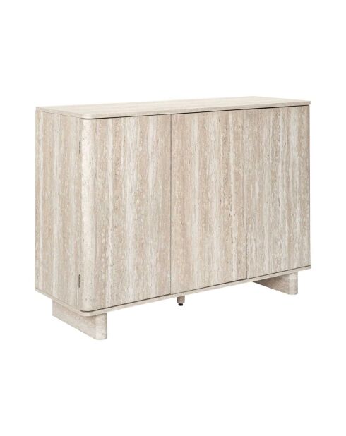 Buffet à 3 portes Pietra blanc et beige - 110x79x36,5 cm