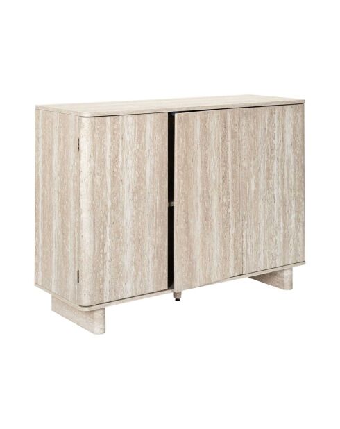 Buffet à 3 portes Pietra blanc et beige - 110x79x36,5 cm
