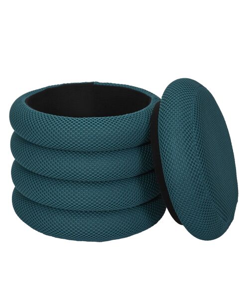 Pouf de rangement Atome bleu - 37x42x37 cm