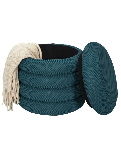 Pouf de rangement Atome bleu - 37x42x37 cm