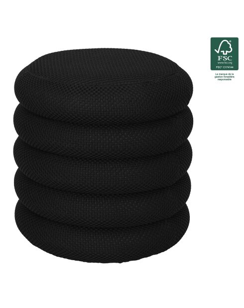 Pouf de rangement Atome noir - 37x42x37 cm